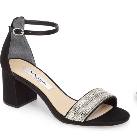 Nina Shoes - 💕HOST PICK💕 NINA ankle strap evening sandals. Navy satin w crystals. Size 10.